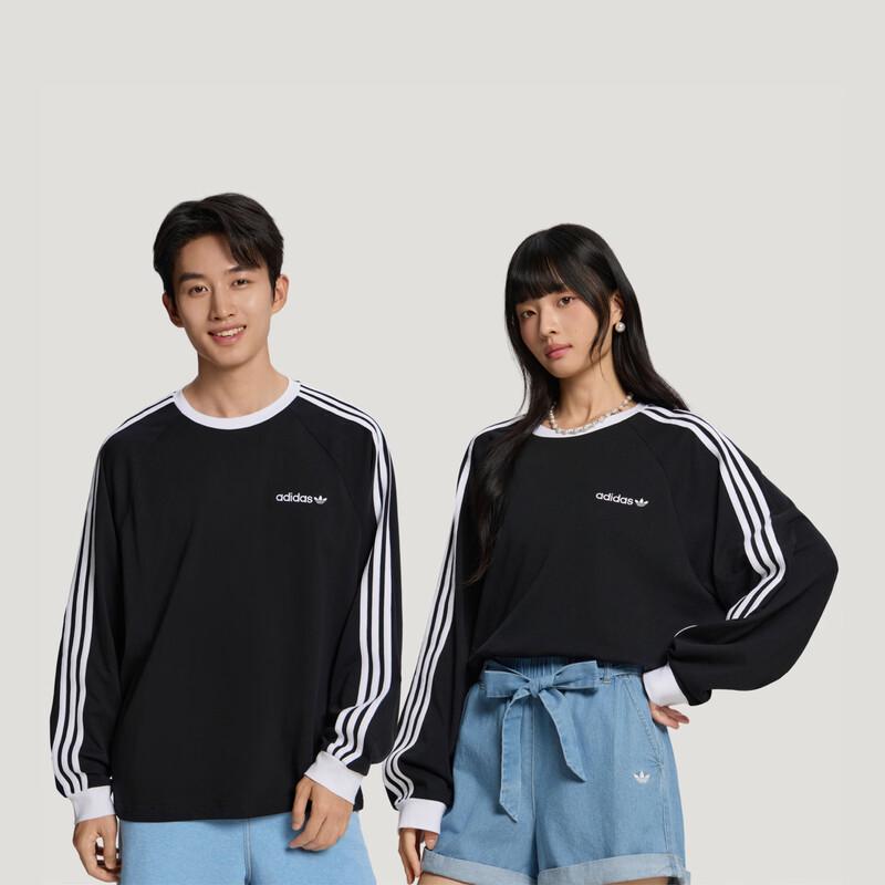adidas 3-Stripe Round Neck Long Sleeve T-Shirt