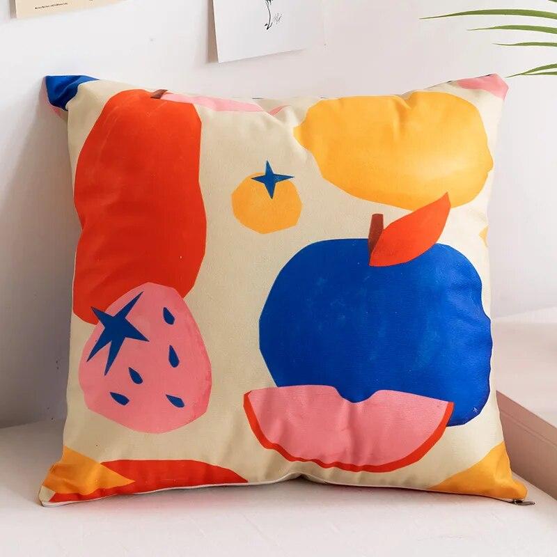 Minimalist Creative Abstract Line Pillowcase Peach Lemon Pear Fruit  Sofa Office Seat Cushion Cover Home Decoration