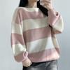 New Arrivals Open Run Balloon Long Sleeve STripe KniT Semi Sheer T shirT