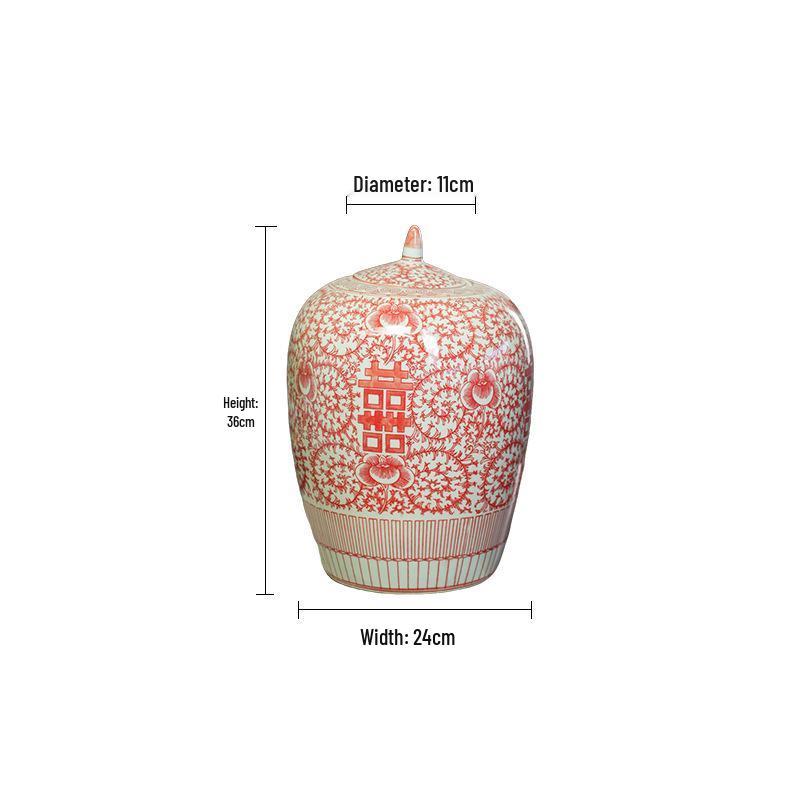 Double Happiness Retro Handmade Vase - Wedding Celebration Ornament