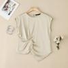 ZANZEA Women Casual Round Neck Summer Irregular Hem Short Sleeve Blouse