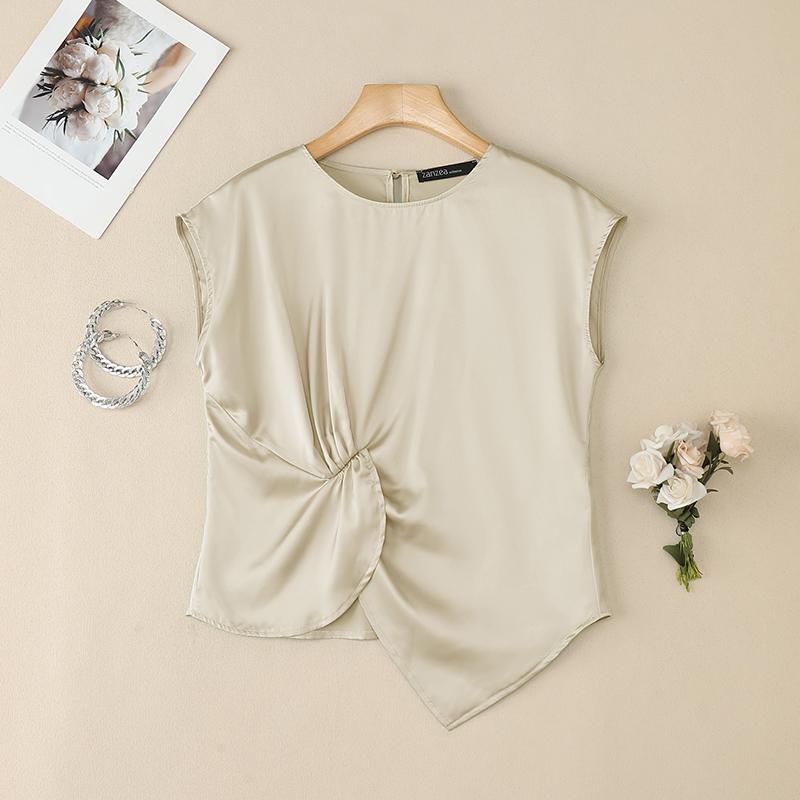 ZANZEA Women Casual Round Neck Summer Irregular Hem Short Sleeve Blouse