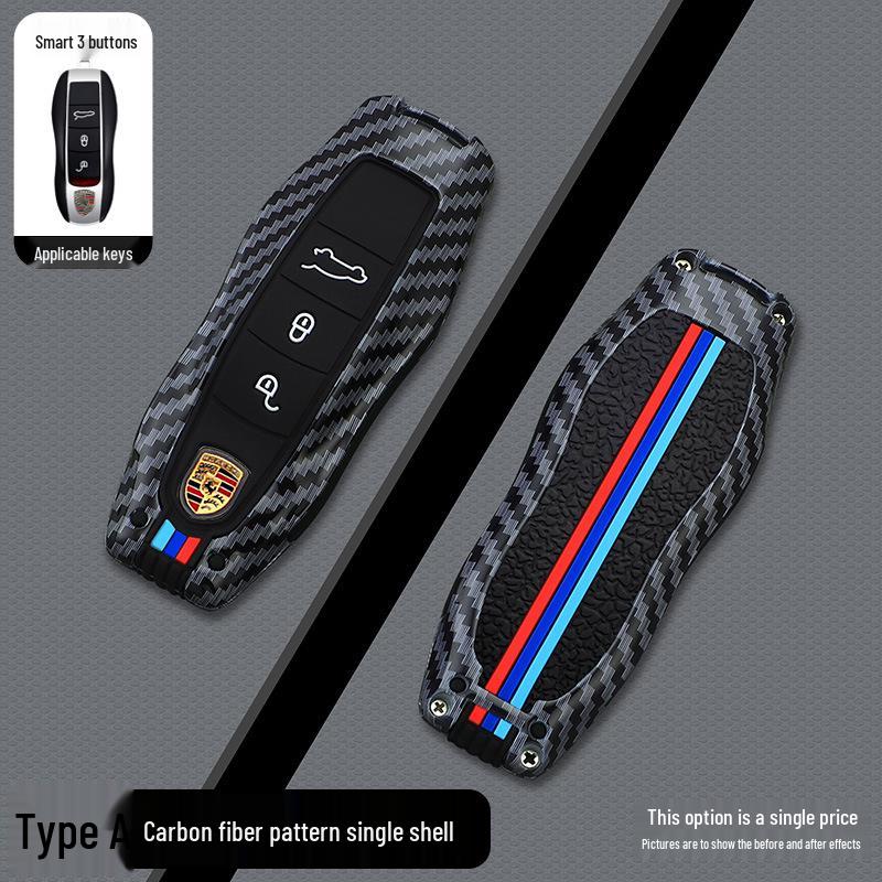 Porsche Carbon Fiber Texture Key Shell for Cayenne, Macan, Panamera, 911, 718