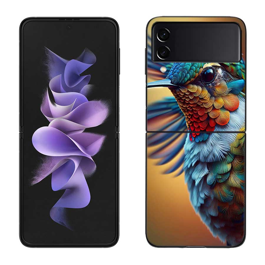 The Spirit of Hummingbirds Phone Case For Samsung Z Flip 7 6 5G Galaxy Z Flip 5 4 3 Black Hard Cell Cover Luxury PC Shell Coque