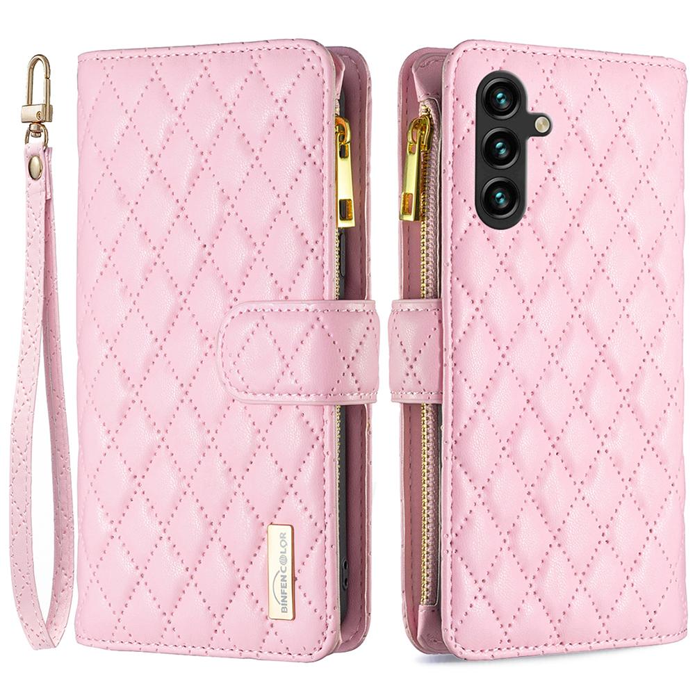 

BINFEN COLOR BF Style-15 For Samsung Galaxy A15 4G Case Wallet Leather Phone Cover Pink