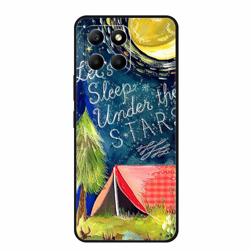 3D Emboss Case For Honor Play 9A 2024 X5b Plus X8C X6C 4G Phone Case 9 A X 8 6 C Coque Flowers Black Silicone Soft Back Cover