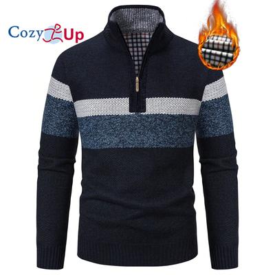 Maglione termico foderato con cerniera a un quarto di colore da uomo