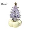 Sparkling Holiday Table Decor Glazed Glass Christmas Tree Ornament with Star Topper, Colorful Small Desktop Art, Faux Crystal Tabletop for Home Office