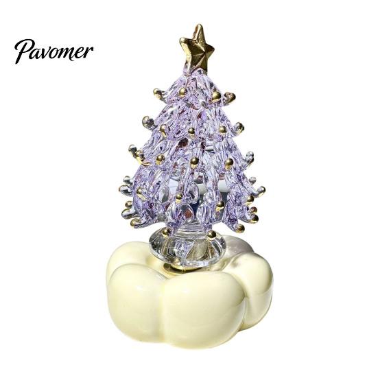 Sparkling Holiday Table Decor Glazed Glass Christmas Tree Ornament with Star Topper, Colorful Small Desktop Art, Faux Crystal Tabletop for Home Office