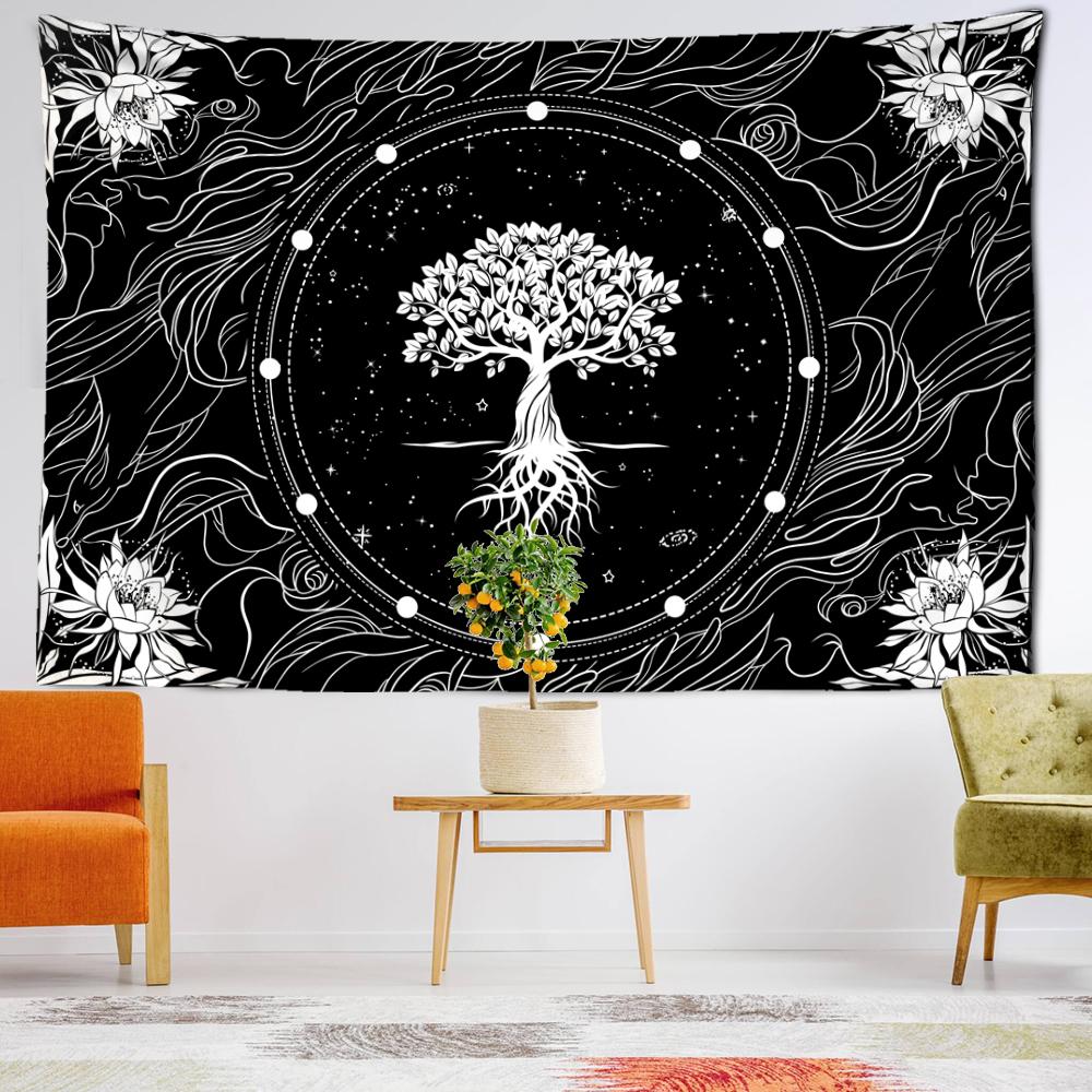 Colorful Petal Life Tree Tapestry Wall Hanging Psychedelic Witchcraft Hippie Tapiz Bohemian Living Room Bedroom Home Decor