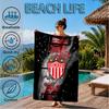 Football Crest Heartbeat Printed Microfiber Beach Towel, Soft And Absorbent, Quick-Dry, Ideal for Summer Travel, Beach Essential, Swimming Pool
