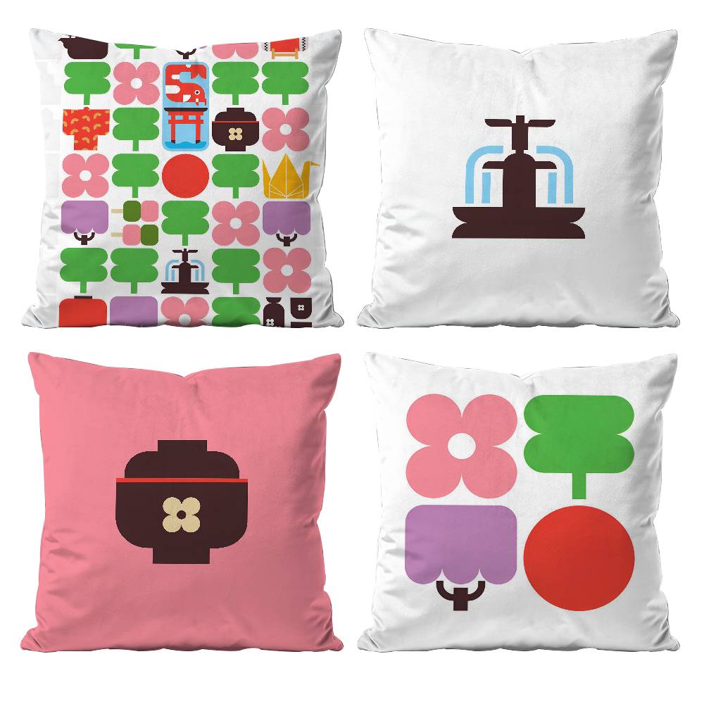 Japan Day Anime Simple Pillow Case Anti-dustmite Pillowcase Invisible zipper silky short plush Sofa cushion cover