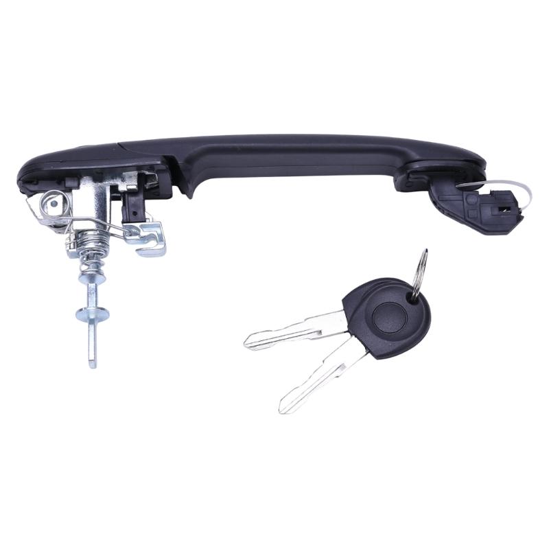 Black Exterior Car Door Handle with Integrated Lock Component, 6N0837207 6N0837207C Single-Body Engineering-Plastic Design for Mechanical Bolt-On