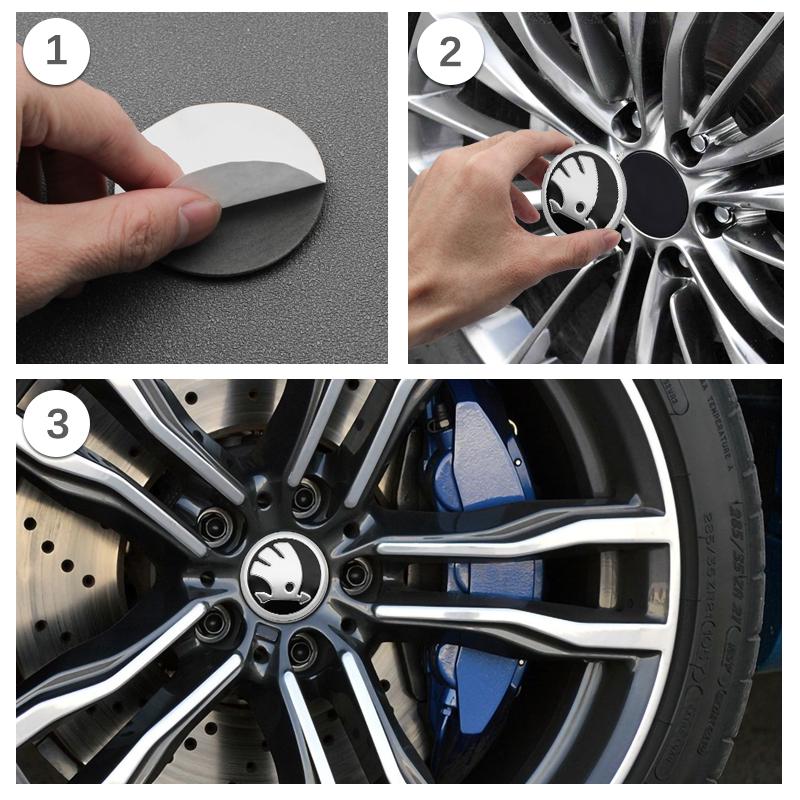 Dclaq2 4ks 56mm Krytky středů kol automobilu Nálepka odznaku Doplňky Pro skoda 3 2 VRS Vision Kodiaq Favorit Rapid Octavia A5 A7