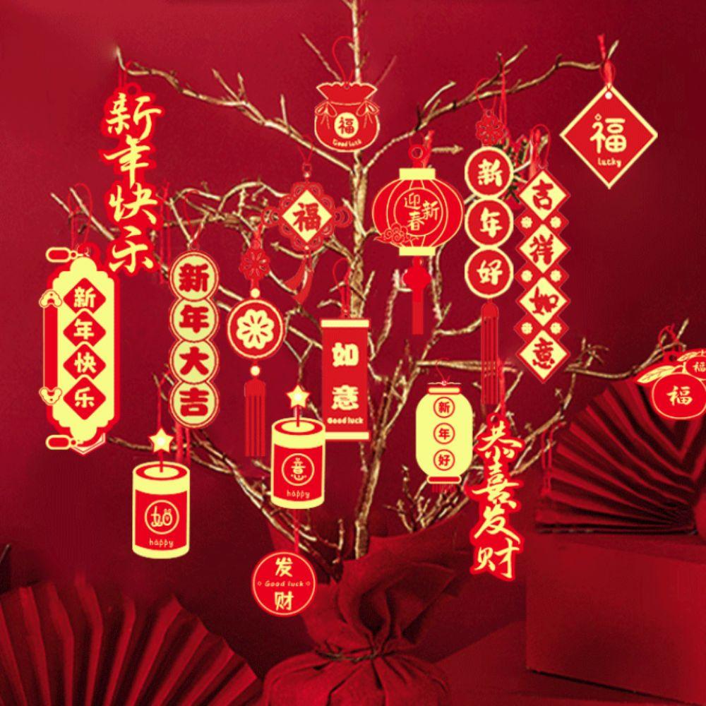 16/18pcs Blessing Words Chinese New Year Pendant Potted Plant Hanging Card  Chinatown