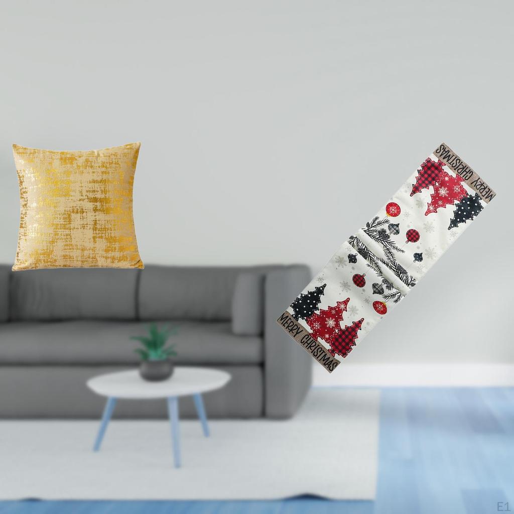 Elegant Winter Home Decoration Pillowcase And Table Runner Set for Living Room Office Dorm Car