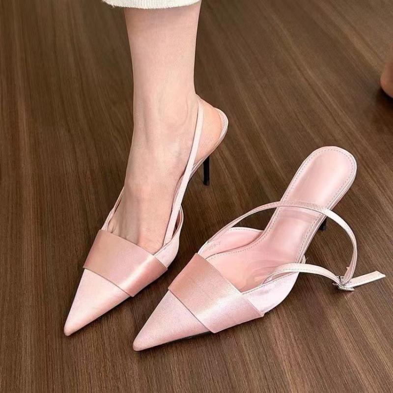 Fashion 2025 Pointed Toe Women Sandals Fashion High Heels Shoes Summer New Sexy Slippers Elegant Slingback Pumps Dress Zapatos Mujer