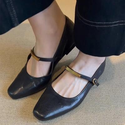 Zapatos Mary Jane de Moda Femeninos Piel Genuina Estilo Nuevo Lujo Zapatos de Ballet Mujer Punta Cuadrada Planos Piel de Vaca Zapatos de Mujer Zapatos Mujer