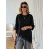 2026 Women's Short Sleeve Asymmetrical Lace Patchwork T-Shirt Loose Bat Sleeve Top