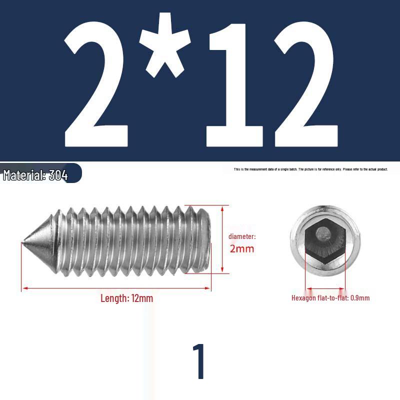 12.9 Edelstahl 304 Innensechskant Kegelspitze Gewindestift M2/M3