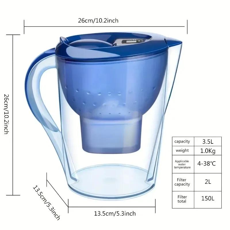3.5L Portable Household Water Filter,Water Purifier Kettle with Filter Element, Activated Carbon Filter Tank,DrinkingWaterKettle