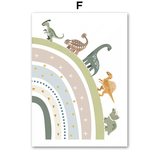 Cute Dinosaur T-Rex Brachiosaurus Nursery Wall Art Canvas Painting Nordic Dino Posters And Prints Pictures Baby Kids Room Decor