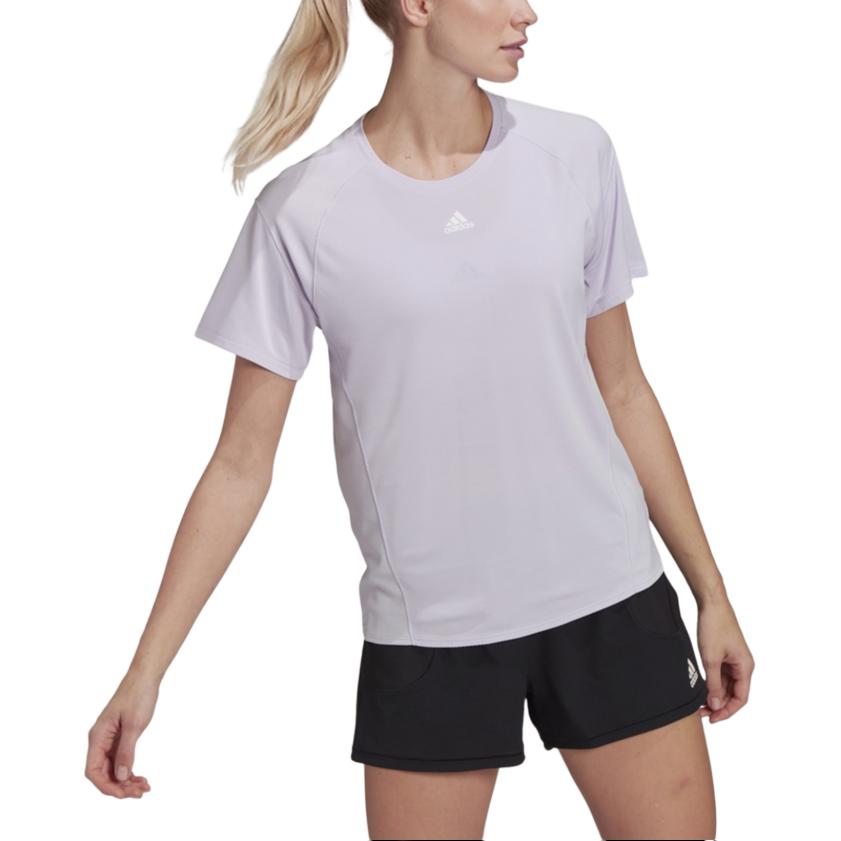 adidas T Shirts Women's Light Purple Crew Neck Moderate Straight Fit HI3969