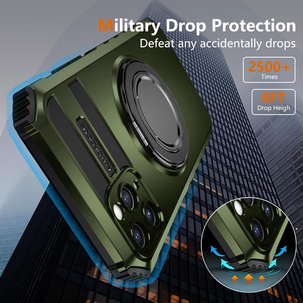 Etui na iPhone'a 15 14 13 12 11 Pro Max Magnetyczny uchwyt pierścieniowy Ochronne podstawki Magsafe Len Full Mirror Cover Obudowy Kickstand