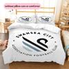 Biancheria da letto con motivo Swansea AFC Decorazione per la casa Regalo di compleanno ( 1 copripiumino + 2 federe, senza imbottitura),merchandising per fan.
