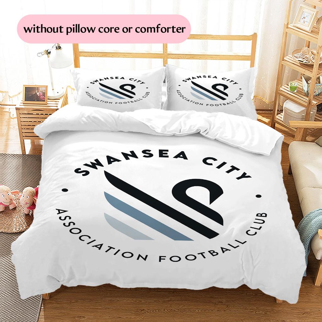 Biancheria da letto con motivo Swansea AFC Decorazione per la casa Regalo di compleanno ( 1 copripiumino + 2 federe, senza imbottitura),merchandising per fan.