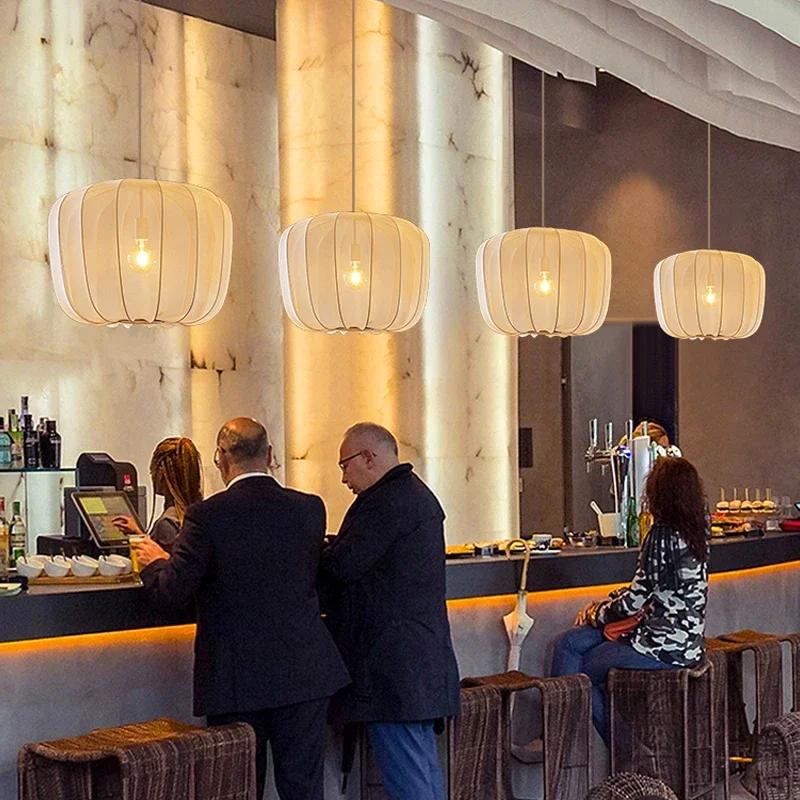 Modern Wabi Sabi Fabric Pendant Chandelier Living Dining Room Bar Led Pendant Lamp Restaurant Bedroom Hanging Light Fixture