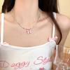 Cute Girl Beaded Butterfly Pendant Necklace Female Summer Sweet Small Fresh Dopamine Colored Rice Bead Clavicle Chain