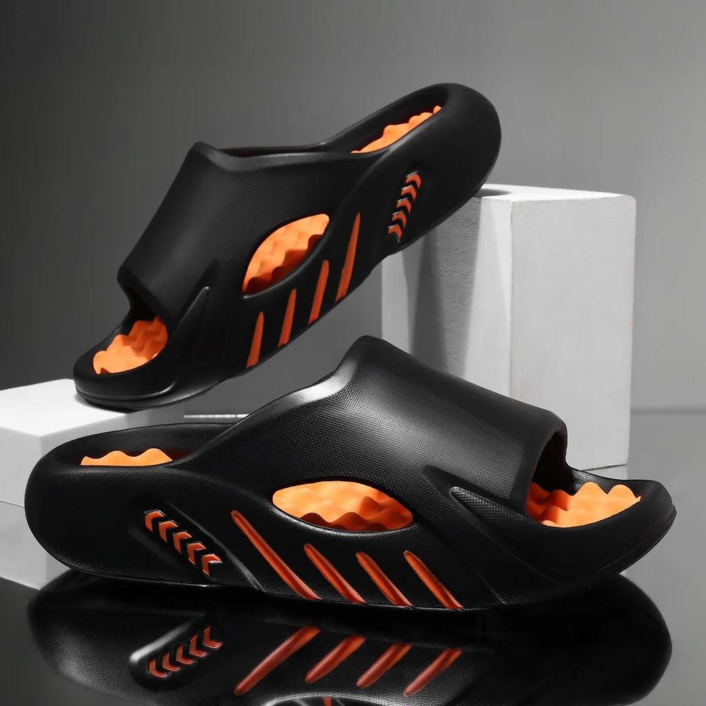Fashion Men's Slippers Summer Outdoor Fashion Anti-slip Beach Sandals Platform Trend Couples Home Bathroom Slippers Thick Soled Sandals