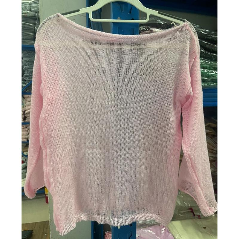 Summer Hollow Out Round Neck Loose Knitted Sweater Women Fashion Thin Solid Pullovers Casual Sweaters Women Vintage Slim Fit Lady Knitwear Tops 26527