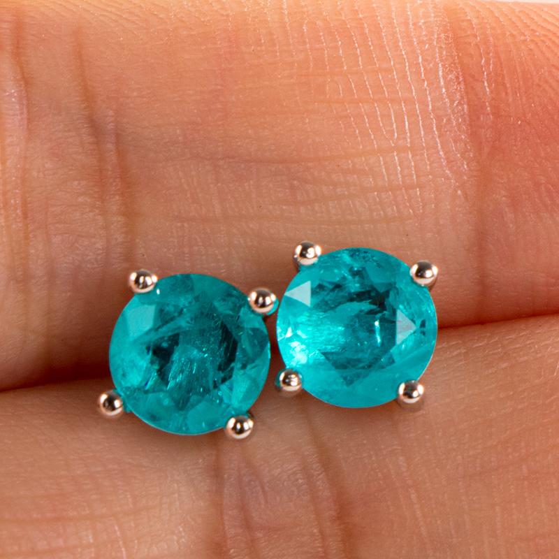 Cellacity Classic 100 %925 Sterling Silver Stud Earrings With Round Emerald Gemstone For Women Silver Wedding Party Fine Jewelry