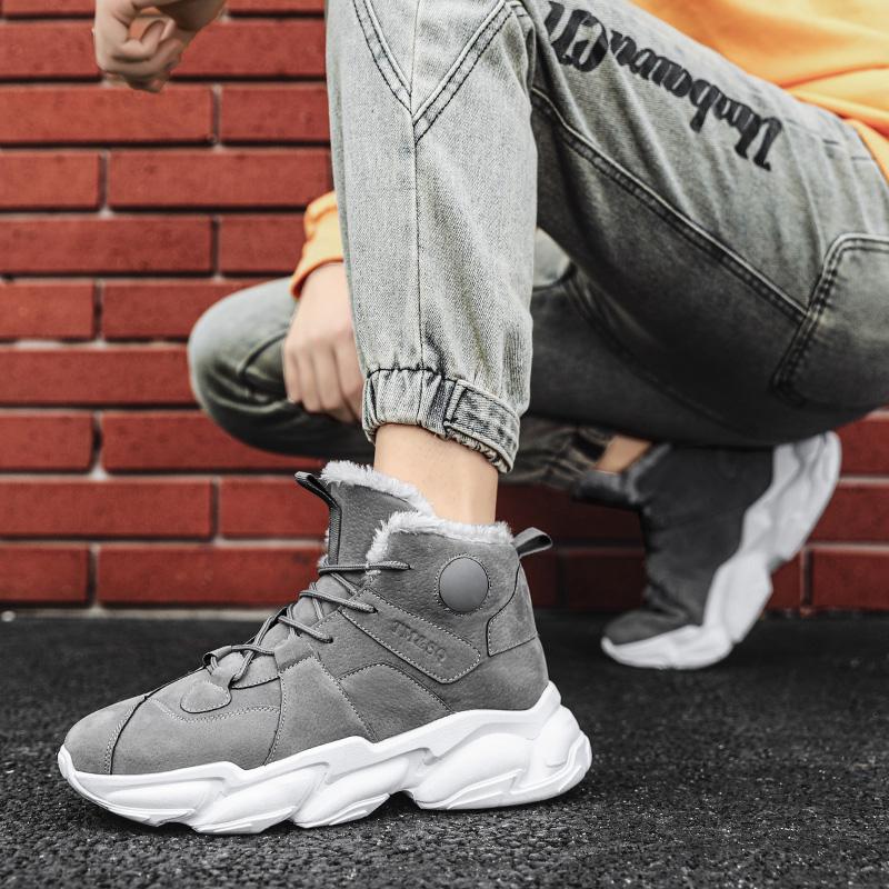 Herrenstiefel Winterschuhe Herrenschuhe Warme Fell Schneestiefel Knöchel Botas Hombre Winterstiefel für Herren Plüsch Winter-Sneaker Mode