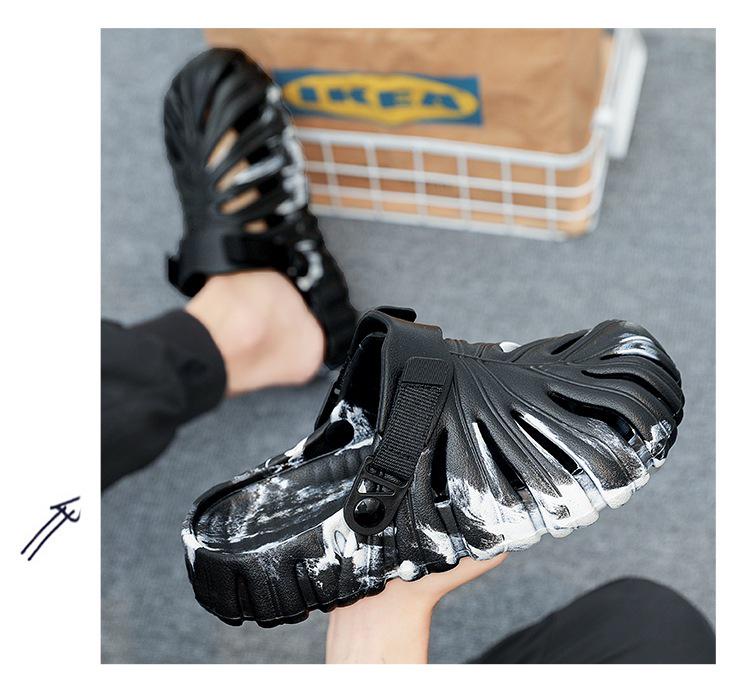 Men's Summer Lightweight Breathable Closed-Toe Monstera Leaf Sandals