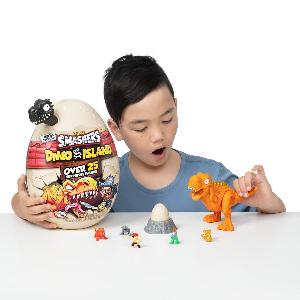 Smashers ZURU 7487B Dino Island Surprise Mega Huevo, Spinosaurus, Juguete Coleccionable, Kit de Explorador, Slime de Dinosaurio