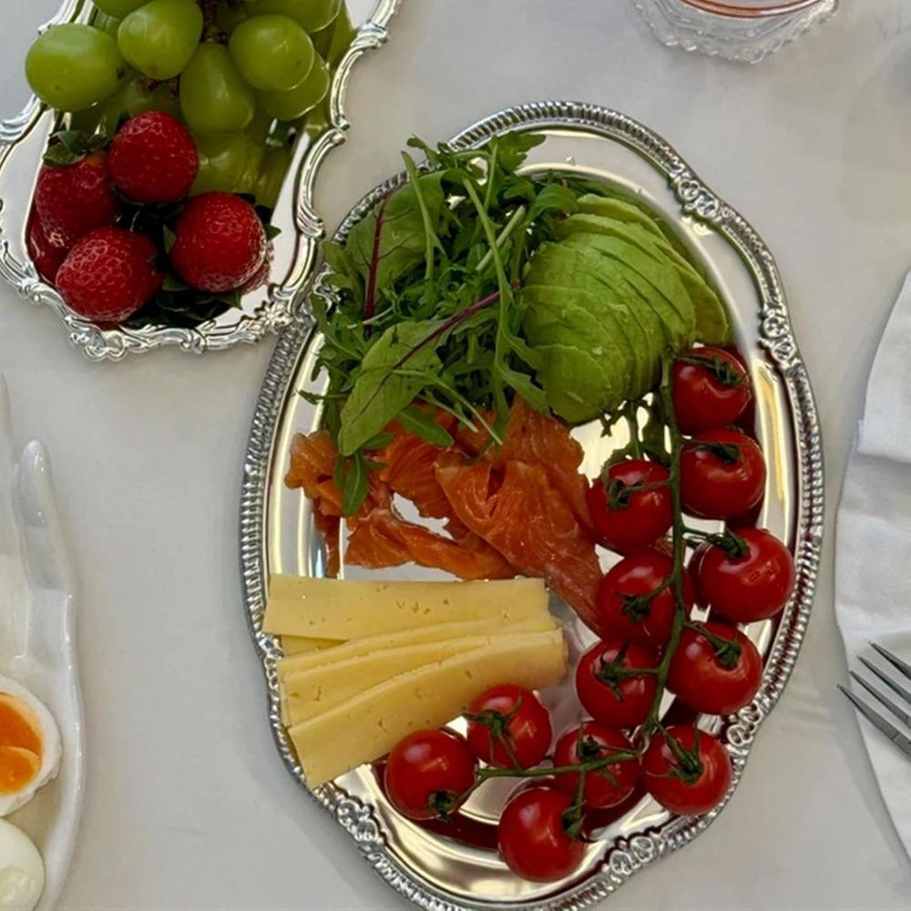 Oval Serving Tray Smooth Polished Food Platter Organizer Tray Storage Tray Snack Serving