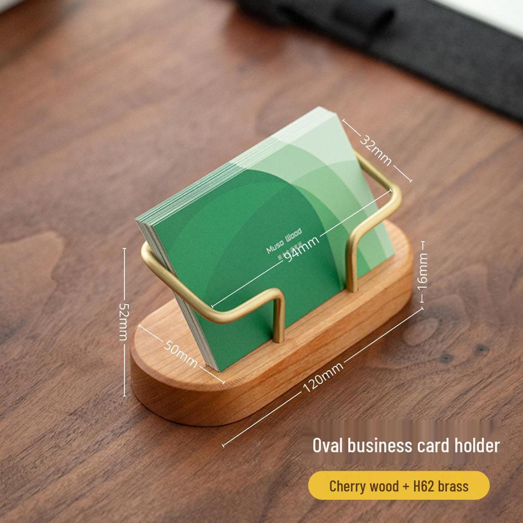 High-End Black Walnut Business Card Holder for Reception Desk with Large Capacity and Custom Logo.
