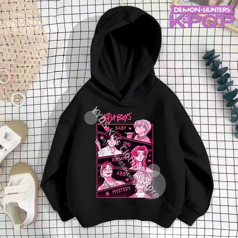 Y2K KPop ציידי שדים קפוצ'ונים נערות מתבגרות בנים רומי KPop ציידי שדים קפוצ'ון סתיו קז'ואל שרוול ארוך בגדי ילדים