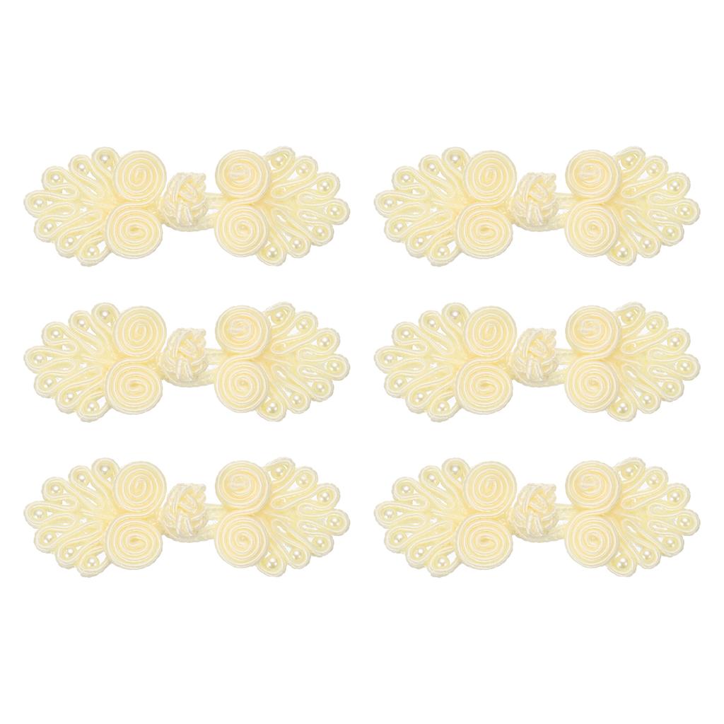 6/10pcs Chinese Knots Frog Buttons Closure Sewing Buttons Fasteners with Beads for DIY Sewing Coats Cloak Bridal Costume Outfit
