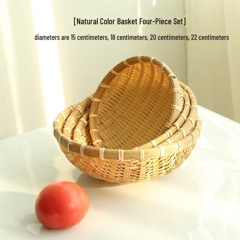 Household Bamboo and Rattan Steamed Bun and Egg Basket Set