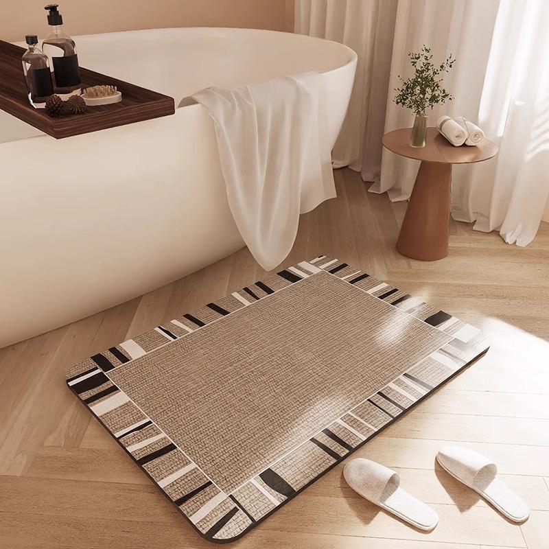 Modern Minimalist Floor Mat Kitchen Bathroom Shower Room Absorbent Quick Drying Carpet Wear-resistant Non-slip Easy To Maintain