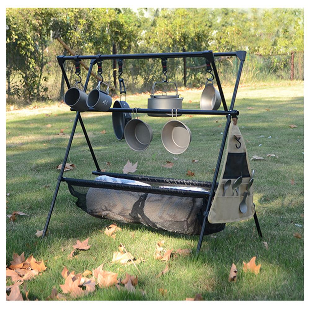 Lightweight Folding Camping Cookware Hanging Rack Shelf Portable Aluminum Alloy Outdoor BBQ Tool