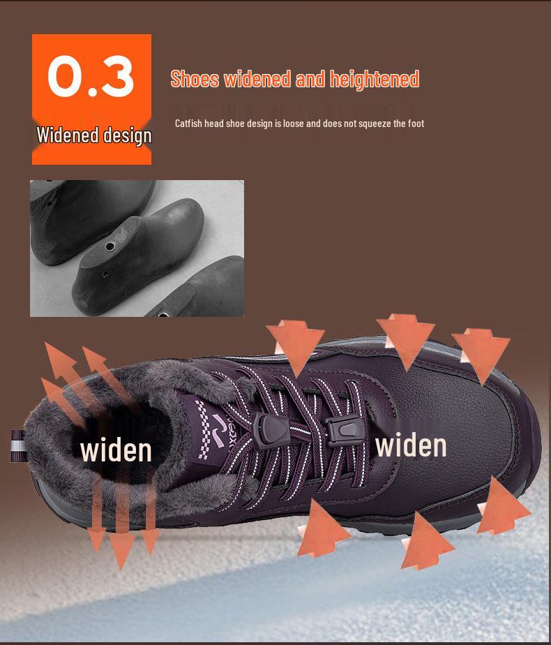 Women's Fleece-Lined Winter Walking Shoes - Warm, Non-Slip, Soft Sole, Waterproof, Ideal for Middle-Aged & Elderly