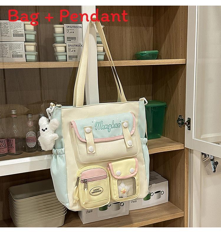 Nylon School Backpack For Students With Design And Letter Pattern For Campus Use