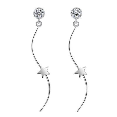 Ear Line Female Fashion Personality Pentagram Sweet Star Wave After Hanging Earrings Cute Lady Earrings