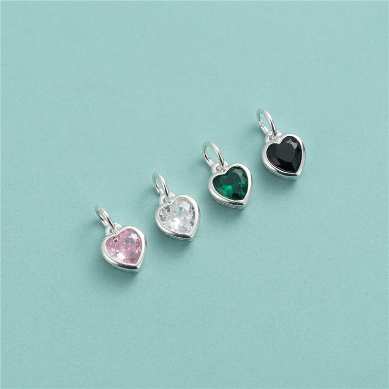 A2691 Fashion Hot Sterling Silver Charm Heart Crystal Zircon Pave Charm Necklace Bracelet Pendant for Jewelry Diy