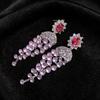 Gold-Plated Silver Zircon Flower Earrings with Tassel - High-End Vintage Style
